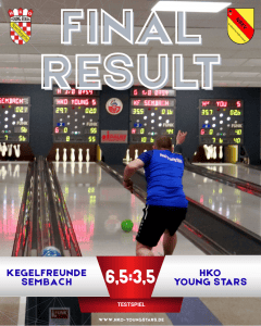 +++ HKO verliert Test in Sembach mit 6,5 : 3,5 und 4263 : 4202 Kegeln