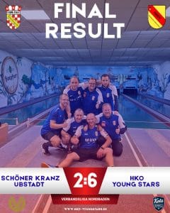 +++ Erste Mannschaft gewinnt mit Auswärtsrekord mit 6:2 und 3606:3434 Kegeln in Ubstadt